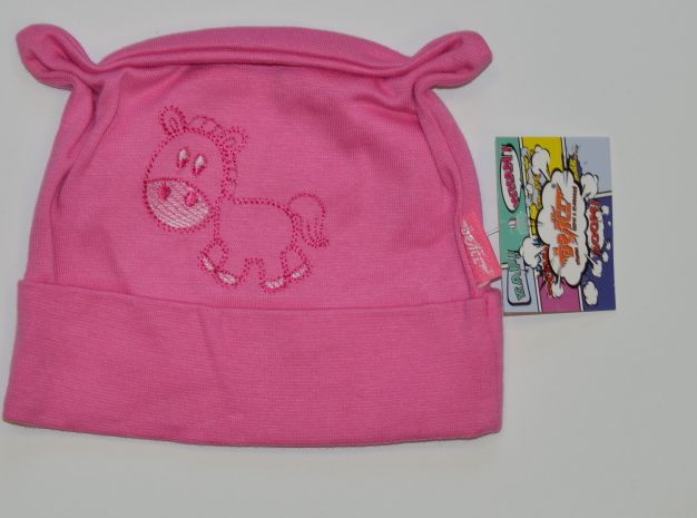 Dětská čepička, Dráček, růžová s pejskem 38-40cm, Výprodej - obrázek 1