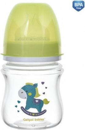 Antikoliková lahvička se širokým hrdlem Canpol Babies Easy Start - TOYS 120 ml - zelená - obrázek 1