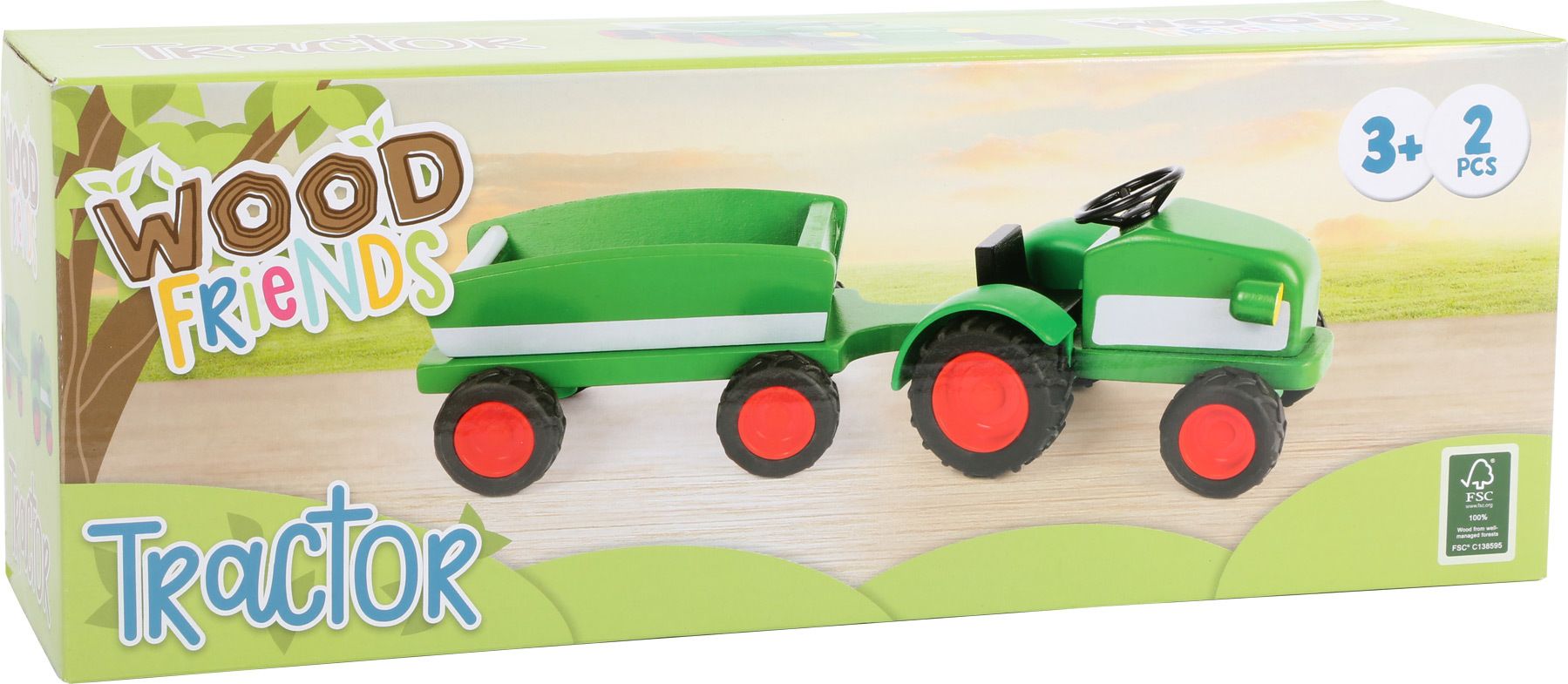 SMALL FOOT BY LEGLER Small Foot Dřevěný traktor s vlečkou zelený - obrázek 2