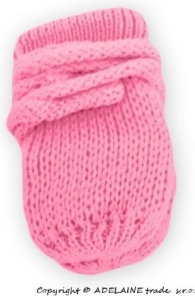 Zimní pletené kojenecké rukavičky - růžové - obrázek 1