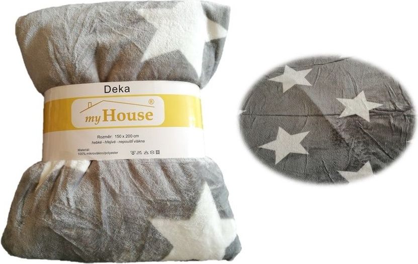 JAHU Deka z mikrovlákna 150 x 200 cm - STARS GREY - obrázek 1