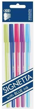 Kuličkové pero "Signetta Mix", mix barev, 0,7mm, s uzávěrem, modrý inkoust, ICO, blistr 5 ks - obrázek 1