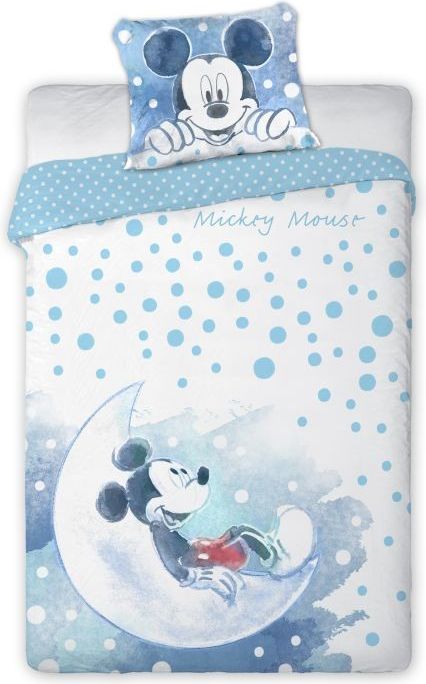 FARO Povlečení do postýlky Mickey modrý Bavlna 100/135, 40/60 cm - obrázek 1