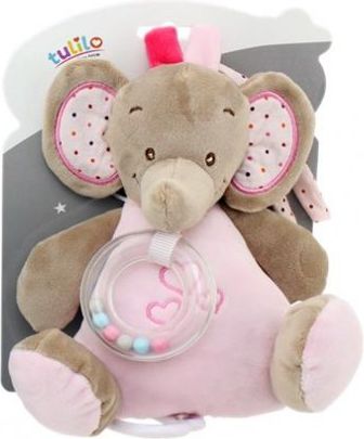 Závěsná plyšová hračka s melodií Slon, 18 cm - růžový - obrázek 1