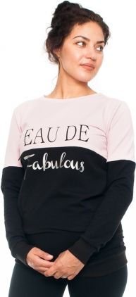 Be MaaMaa Těhotenské a kojící triko/mikina Fabulous, dlouhý rukáv, černo-růžová, vel. L - obrázek 1