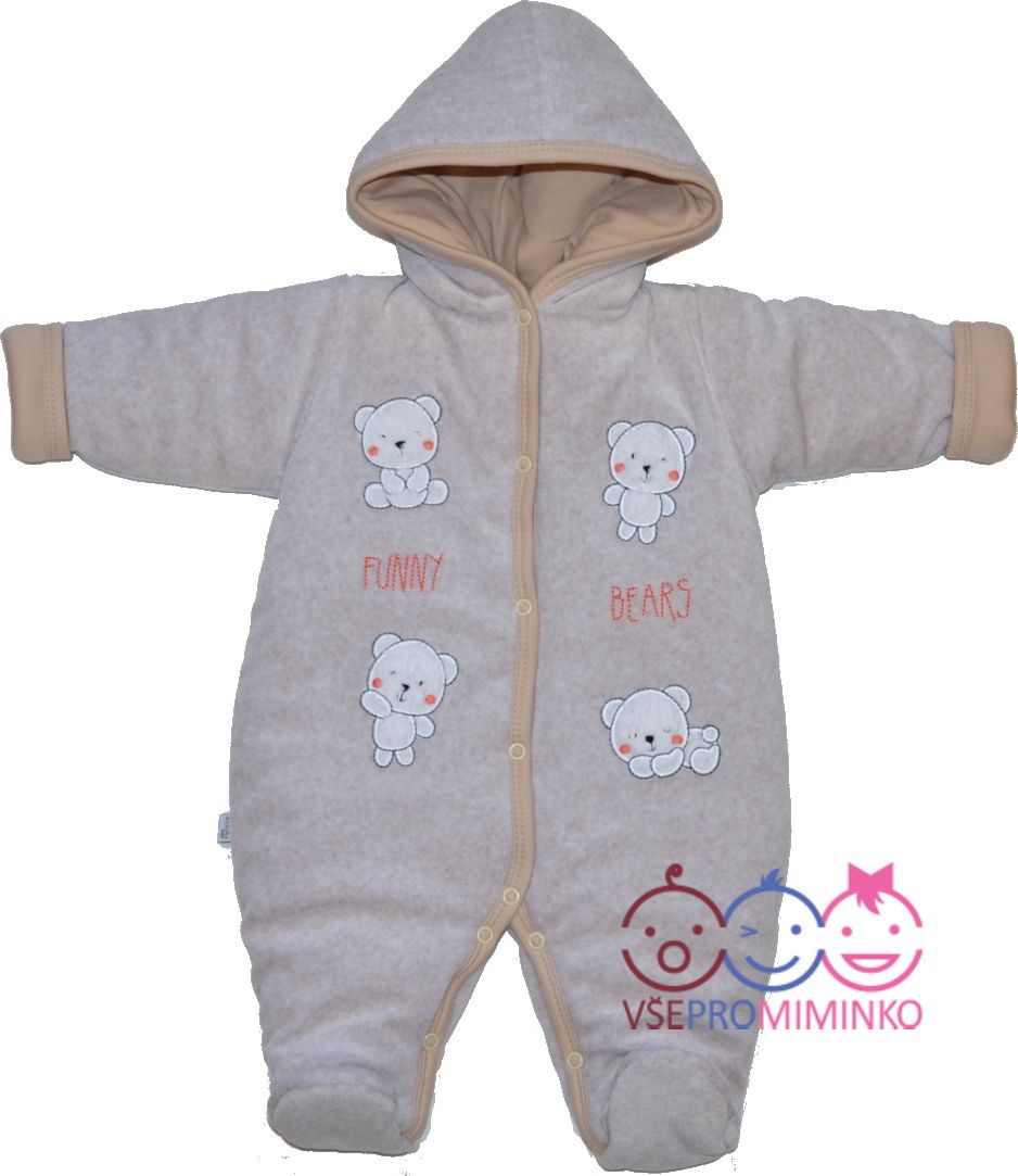 Zimní kojenecká kombinéza, Koala, FUNNY BEARS, béžová velikost 62 - obrázek 1