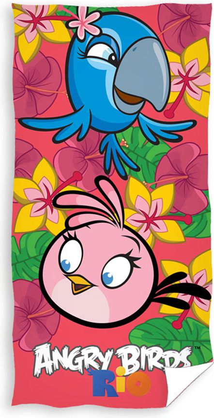 Carbotex Osuška Angry Birds Rio růžová froté 70x140 cm - obrázek 1