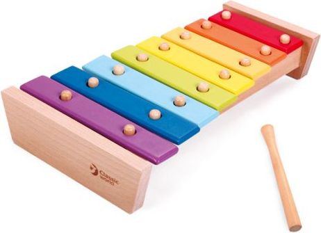 Teddies Xylofon duhový dřevo s paličkou cm v krabici - obrázek 2