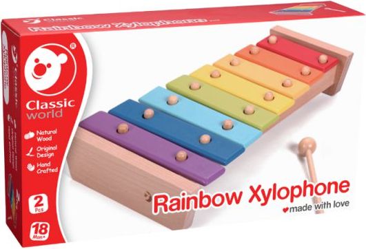 Teddies Xylofon duhový dřevo s paličkou cm v krabici - obrázek 3