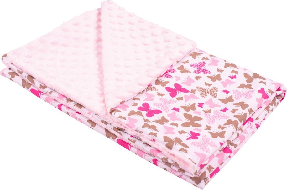 NEW BABY Dětská deka MINKY růžová motýl do kočárku Bavlna/Polyester, 80x102 cm - obrázek 1