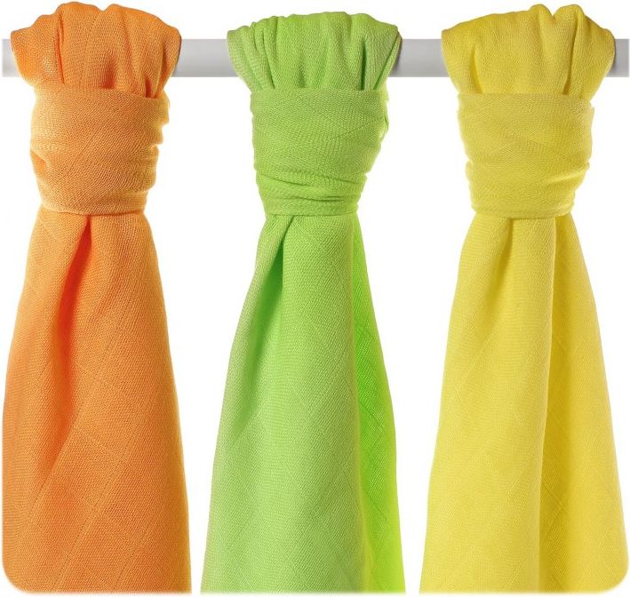 KIKKO Bambusové pleny Colours 70x70 (3 ks) – lime, lemon, orange - obrázek 1