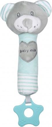 Dětská pískací plyšová hračka s kousátkem Baby Mix medvěd mátový, Zelená - obrázek 1
