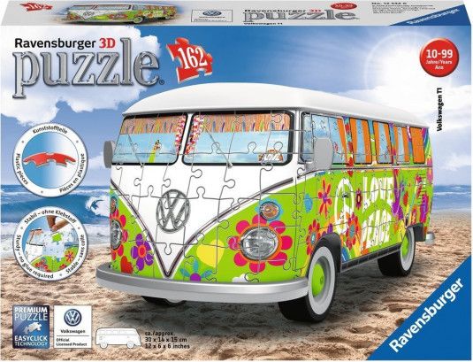 RAVENSBURGER 3D puzzle Autobus Volkswagen T1 Hippie Style 162 dílků - obrázek 1