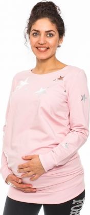 Be MaaMaa Těhotenské triko, mikina Star - sv. růžové, vel. L - obrázek 1