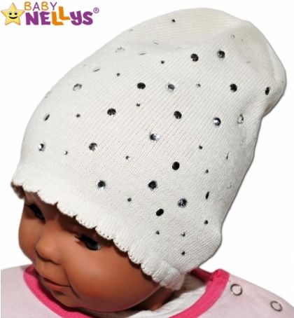 Čepička Baby Nellys ® s kamínky - smetanová - obrázek 1