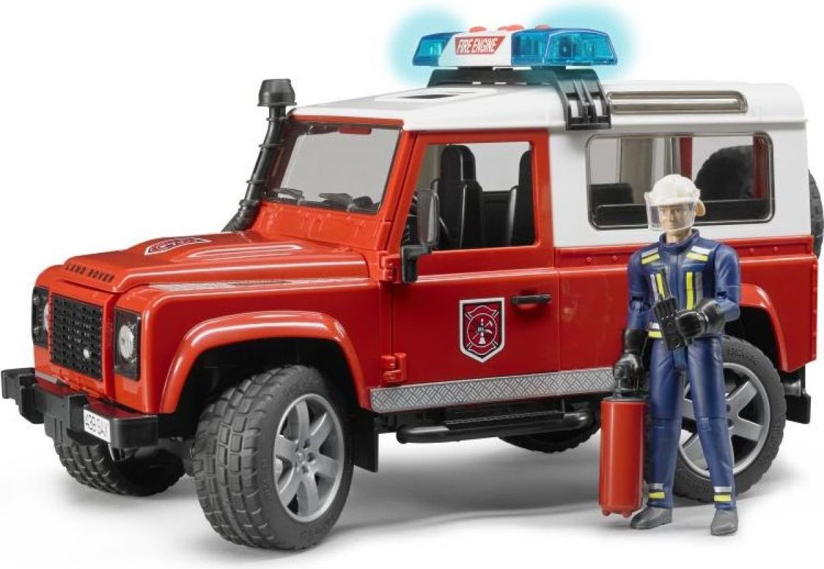 Bruder 2596 Land Rover Defender Hasičské zásahové s figurkou hasiče - obrázek 1