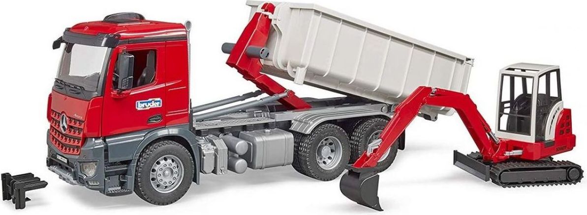 Bruder 3624 Mercedes-Benz Arocs Truck s kontejnerem a bagrem - obrázek 1