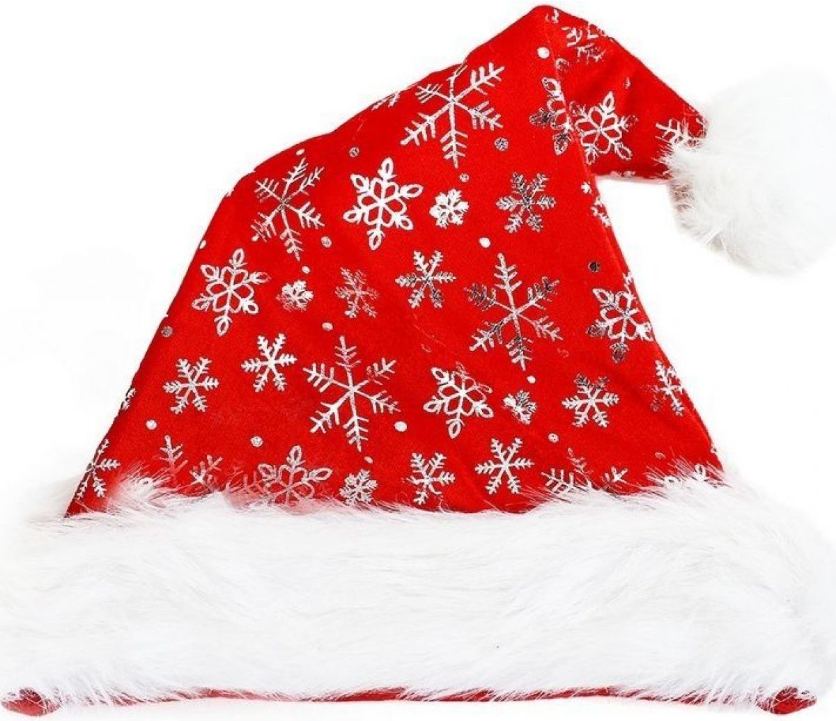 Rappa Čepice vánoční se stříbrnými vločkami 40 cm - obrázek 1