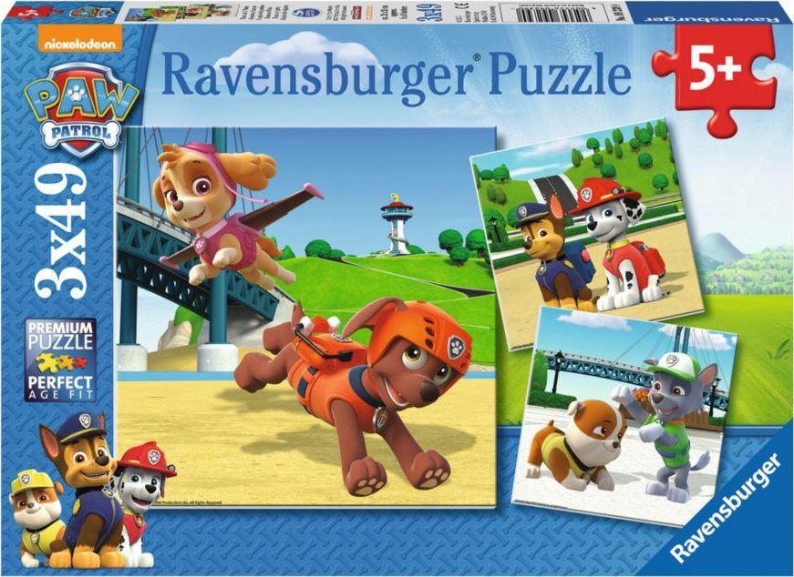 RAVENSBURGER Puzzle Tlapková patrola: Čtyřnohý tým 3x49 dílků - obrázek 1
