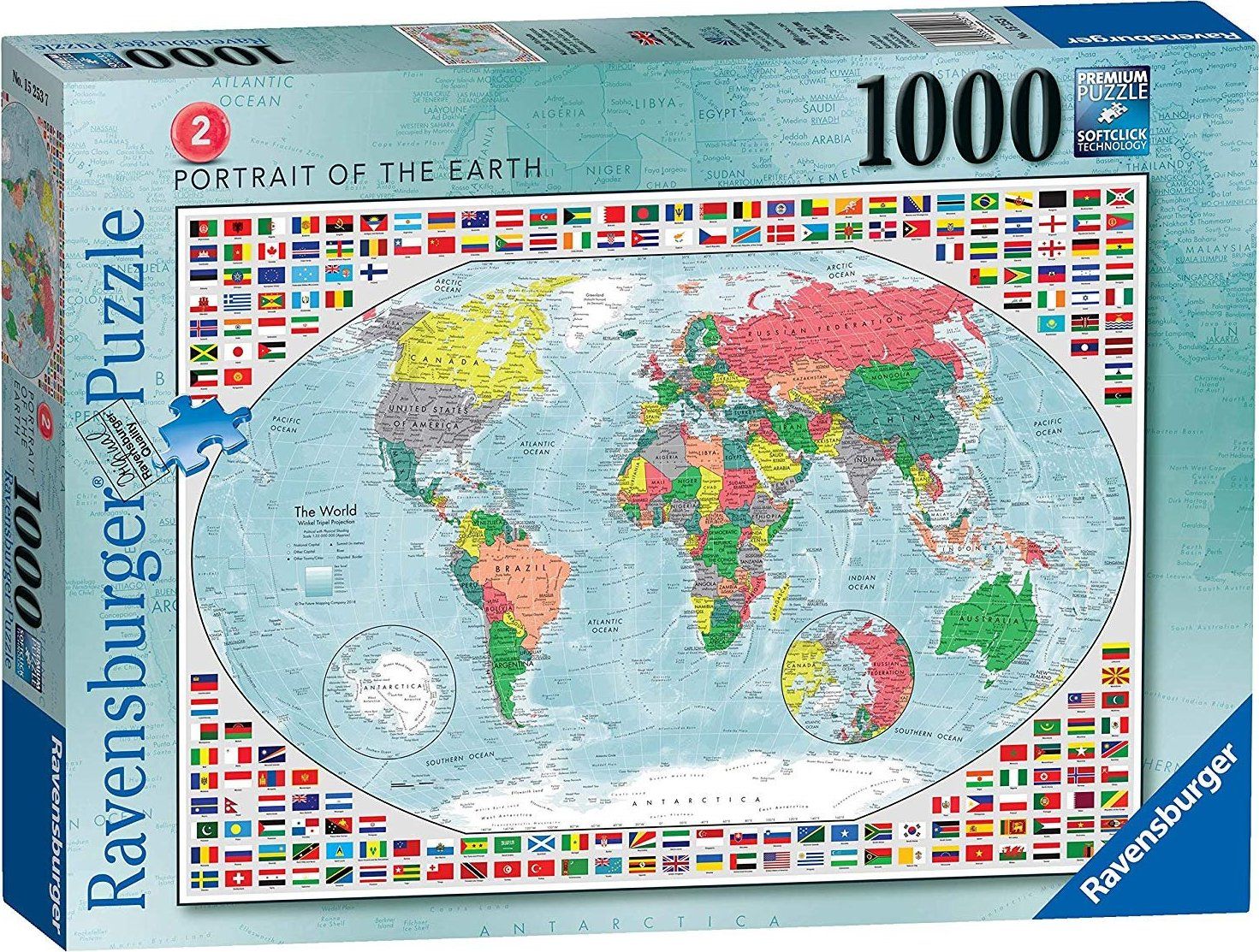RAVENSBURGER Puzzle Barevná mapa světa 1000 dílků - obrázek 2
