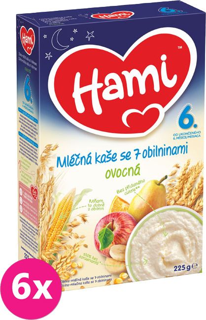 6x HAMI Kaše na dobrou noc obilná s ovocem (225 g) - mléčná kaše - obrázek 1
