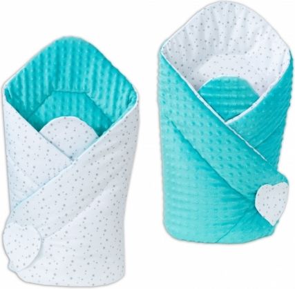 Mamo Tato Oboustranná zavinovačka Minky Baby - Mini hvězdičky šedé na bílém/ tyrkysová - obrázek 1