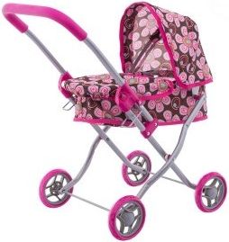 Euro Baby Kočárek pro panenky - hluboký - Flowers - obrázek 1