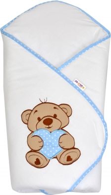 Zavinovačka s výšivkou Baby Nellys ®- Medvídek se srdíčkem - modrý lem - obrázek 1