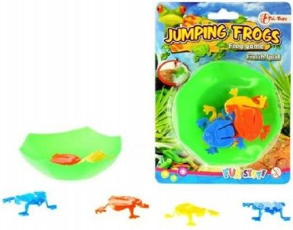 Žáby skákající mini hra plast na kartě 12,5x17cm - obrázek 1