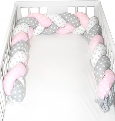 Mantinel Baby Nellys pletený cop Bubble - růžová, bílá, šedá - obrázek 1