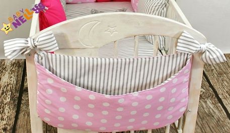 Baby Nellys Kapsář nejen na hračky Be Love - Bubble retro růžové/šedý proužek - obrázek 1