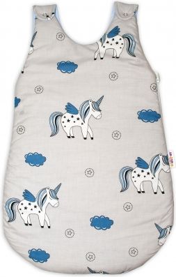 Baby Nellys Bavlněný spací vak Jednorožec, 74cm - šedá/modrá - obrázek 1
