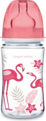 Canpol babies Antikoliková lahvička 240 ml Jungle - Plameňáci, 1 ks - obrázek 1