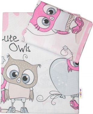 Baby Nellys 2-dílné bavlněné povlečení 135x100 cm, Cute Owls - růžové - obrázek 1
