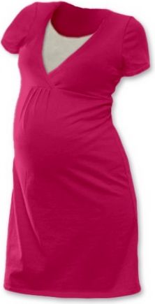 JOŽÁNEK Těhotenská, kojící noční košile JOHANKA krátký rukáv - sytě růžová - obrázek 1