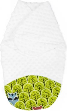 Baby Nellys Zavinovačka, spacáček s minky , 0-6m - Lesík zelený, minky bílá - obrázek 1