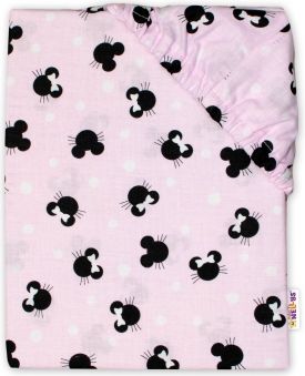 Baby Nellys Dětské bavlněné prostěradlo do postýlky - Minnie, růžová, 140 x 70 - obrázek 1