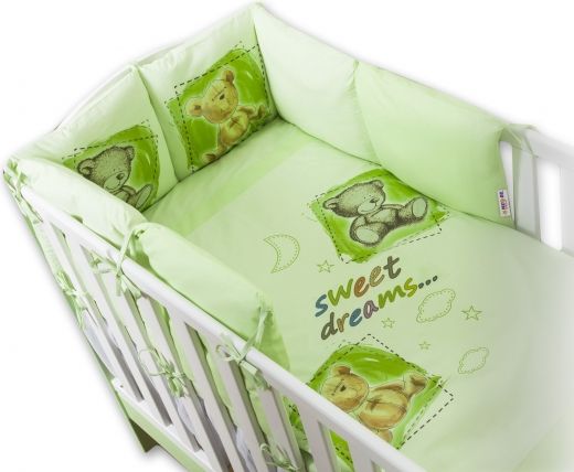 Baby Nellys Povlečení s polštářkovým mantinelem Sweet Dreams by TEDDY - zelený - obrázek 1