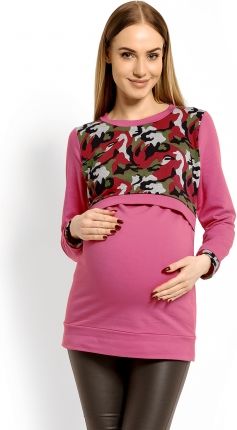 Be MaaMaa Těhotenská, kojící mikina ARMY - růžová s červenou - obrázek 1