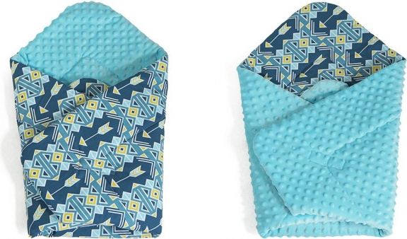 Baby Nellys Oboustranná zavinovačka Minky - Ornamenty, Minky - sv. modrá - obrázek 1