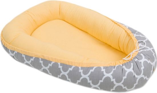 Mamo Tato Oboustranné hnízdečko - kokon pro miminko - Žluté / ornament šedý - obrázek 1