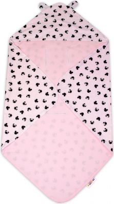 Bavlněná zavinovací deka s kapucí Baby Nellys - Minnie růžové - obrázek 1