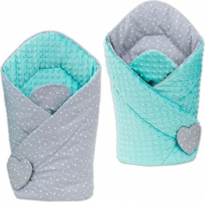 Mamo Tato Oboustranná zavinovačka Minky Baby - Mini hvězdičky bílé na šedém/ mátová - obrázek 1
