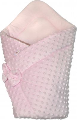 Baby Nellys Luxusní zavinovačka s mašlí 75x75cm, Minky baby Duo - růžová - obrázek 1