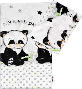 Baby Nellys 2-dílné bavlněné povlečení Panda - bílé, D19 - obrázek 1