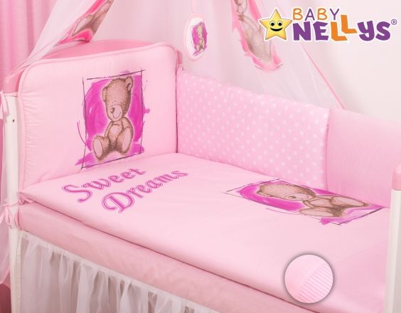 Baby Nellys Mantinel 360cm s povlečením Sweet Dreams by Teddy - růžový - obrázek 1