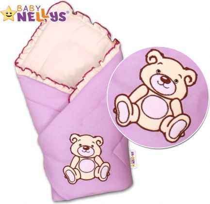 Baby Nellys Zavinovačka Teddy Bear- velur - lila - obrázek 1