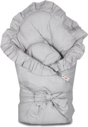 Baby Nellys Rychlozavinovačka 80x80cm s volánkem a stuhou - světle šedá s tečkami - obrázek 1