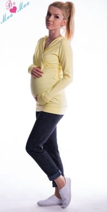 Be MaaMaa Těhotenská mikina s kapucí OLINA - žlutá - obrázek 1