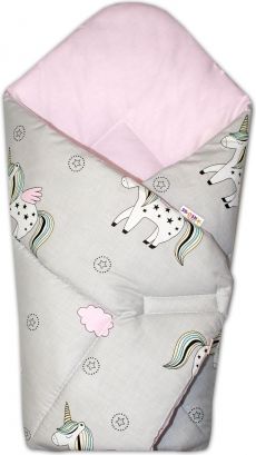 Baby Nellys Novorozenecká zavinovačka Jednorožec, šedá/vnitřek růžový - obrázek 1